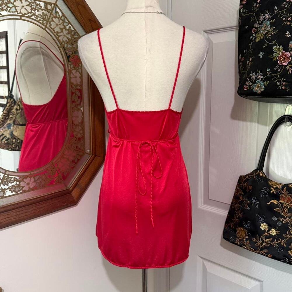 VTG 80s/90s Gilead Rerd Floral Lace Faux Wrap Mini Lingerie Slip Dress S - Picture 5 of 8